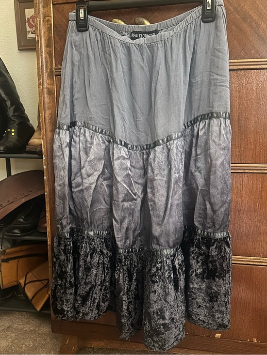 Vintage Dresses & Skirts - Vintage 00s Grey Ombre Boho Tiered Maxi Skirt 🖤Large 🖤 whimsygoth
